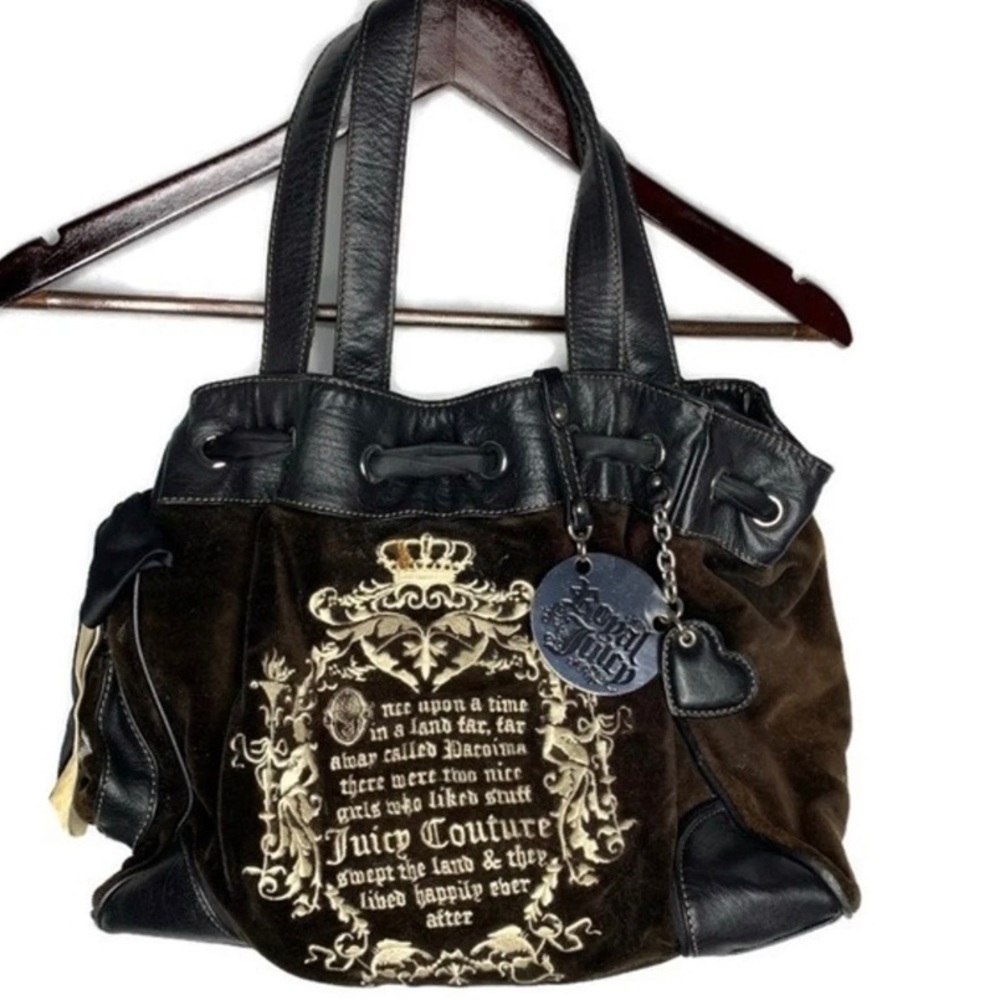 juicy couture leather suede brown bag purse